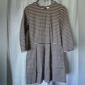 Gap Womens Dress 8 Black Brown Striped A Line Long Sleeve Stretch Pockets